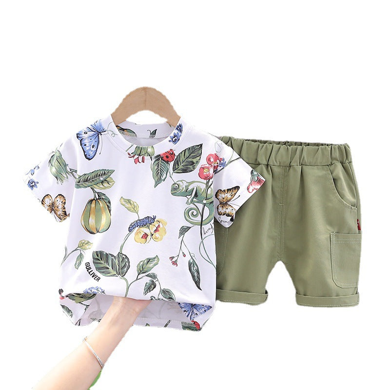 9M-3Y Baby Boys Clothes Sets Leaf Butterfly Print T-Shirts & Shorts Fashion Clothes For Boys - PrettyKid