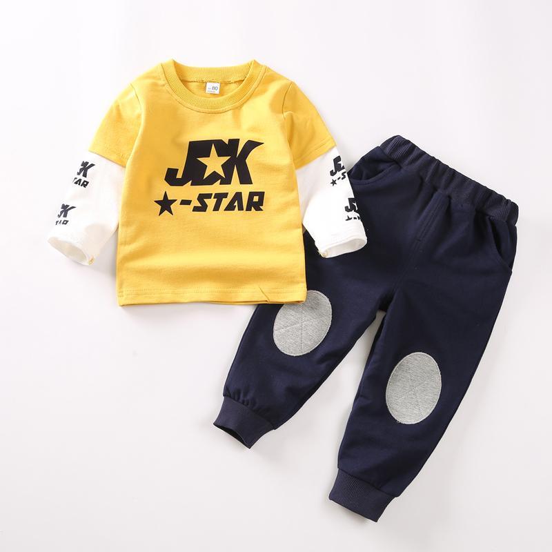 2-piece Letter Pattern Sweatshirts & Pants for Children Boy - PrettyKid