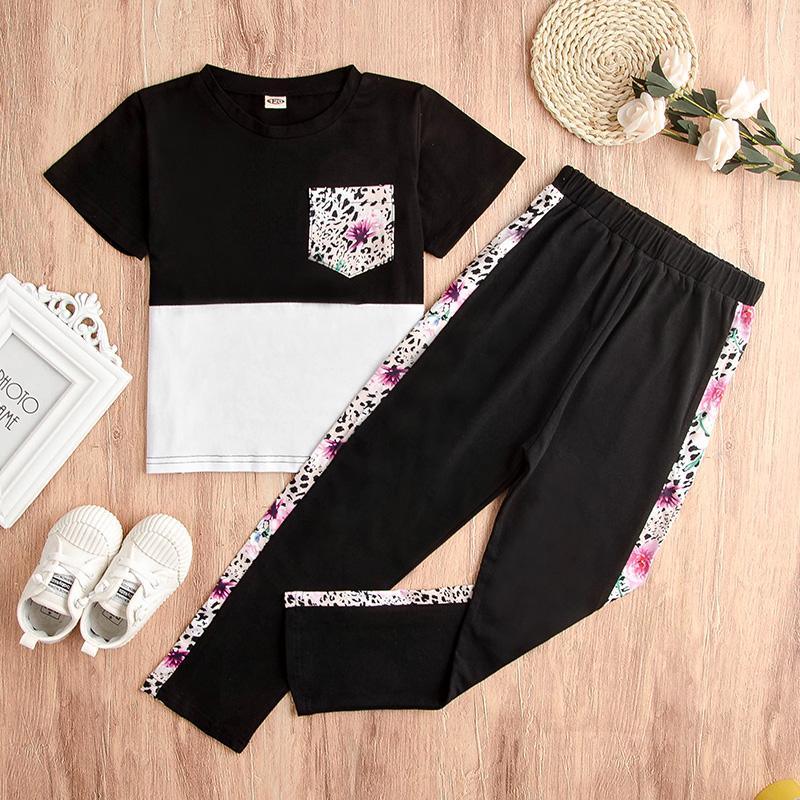 Floral Short-sleeve Top and Pants Set - PrettyKid