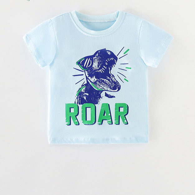 Boy ROAR & Dinosaur Print T-Shirt Wholesale Kids T Shirts - PrettyKid