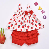 2-piece Strawberry Printed Tops & Solid Shorts for Toddler Girl - PrettyKid