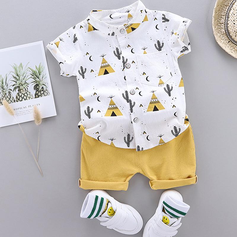 Pyramid Print Short-sleeve Shirt and Pants Set (No shoes) Wholesale children's clothing - PrettyKid