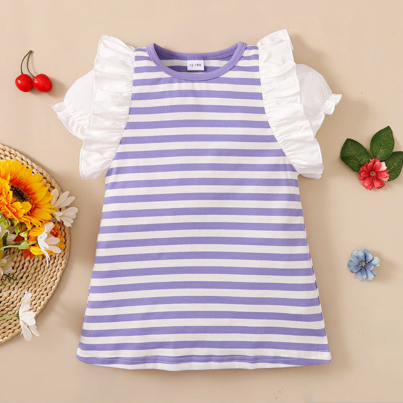 12M-5Y Sleeveless Colorblock Striped Crewneck Dress Cute Toddler Girl Clothes Wholesale - PrettyKid