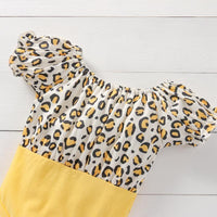 Baby Girl Leopard Print Color-block Bodysuit & Shorts & Headband - PrettyKid