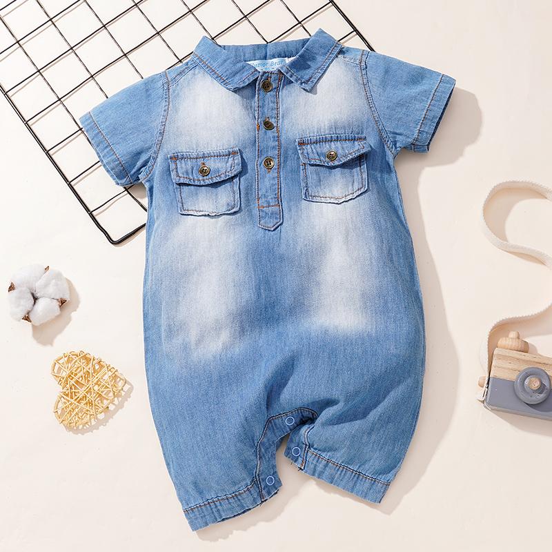 Denim Bodysuit for Baby Wholesale Children's Clothing - PrettyKid