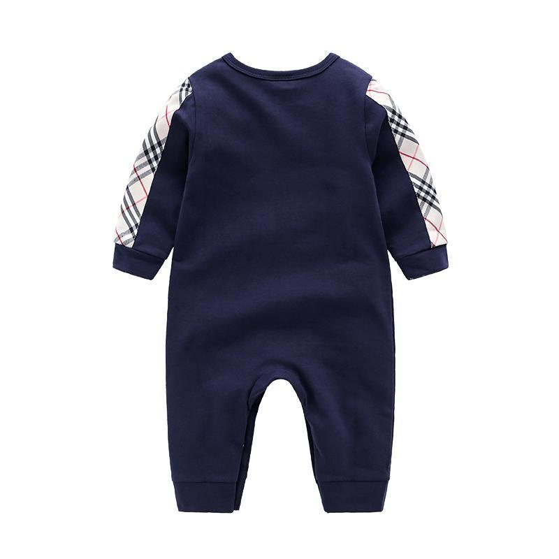 High Quality Cotton Casual Solid Plaid Long-sleeve Jumpsuit for Baby Children's clothing wholesale - PrettyKid