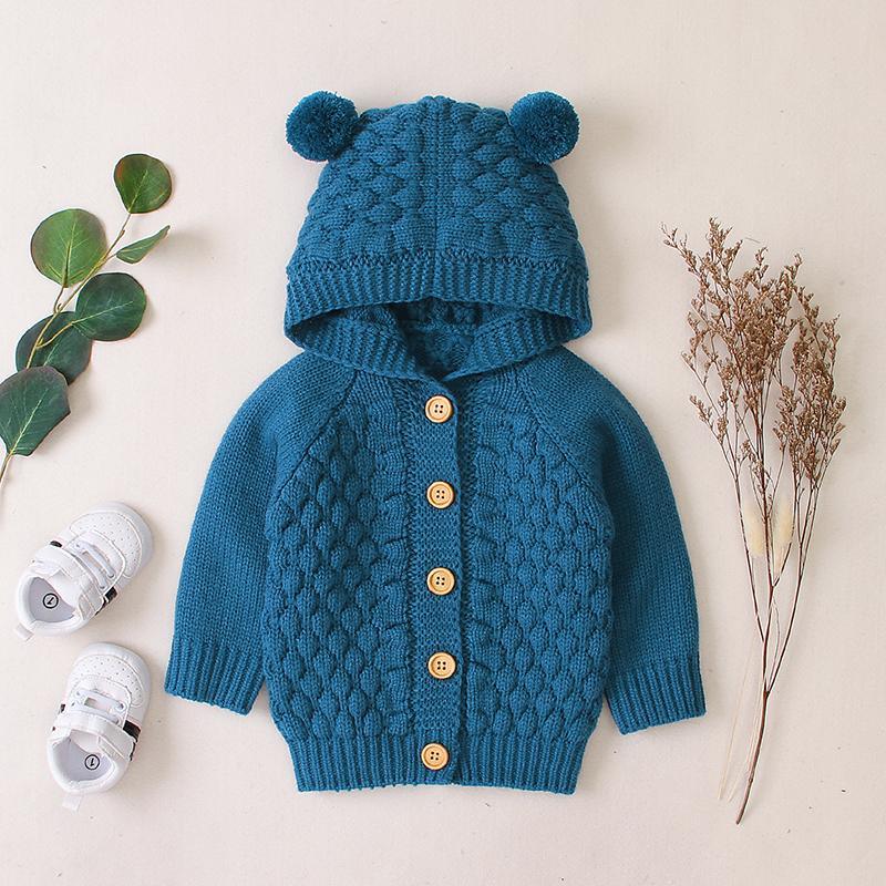 Solid Hooded Knit Coat for Baby Wholesale children's clothing - PrettyKid