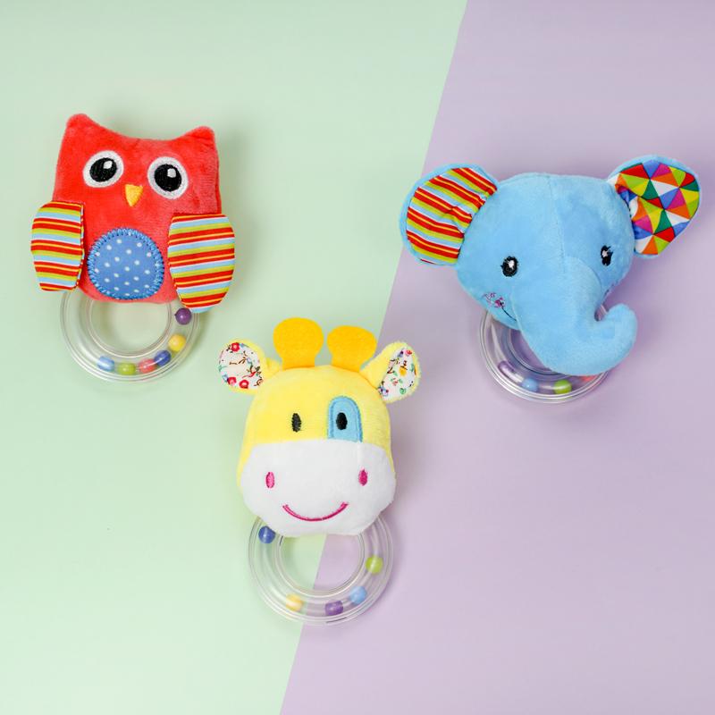 Baby Kids Rattle Toys Cartoon Animal Plush Hand Bell Baby Stroller Crib Hanging Rattles Infant Gifts - PrettyKid
