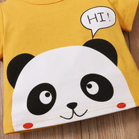 Baby Boy Panda Pattern T-shirt & Striped Shorts - PrettyKid