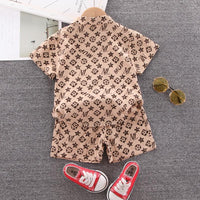 Toddler Boy Letter Print Shirt Suit - PrettyKid