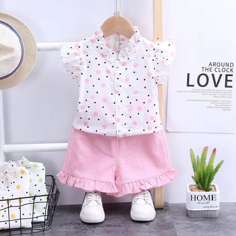 Grow Girl Dot Print Shirt & Solid Color Shorts - PrettyKid