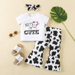 9M-4Y Toddler Girls Clothes Sets Letter Cow Print T-Shirts & Flared Pants Wholesale Sunny Girl Clothing - PrettyKid
