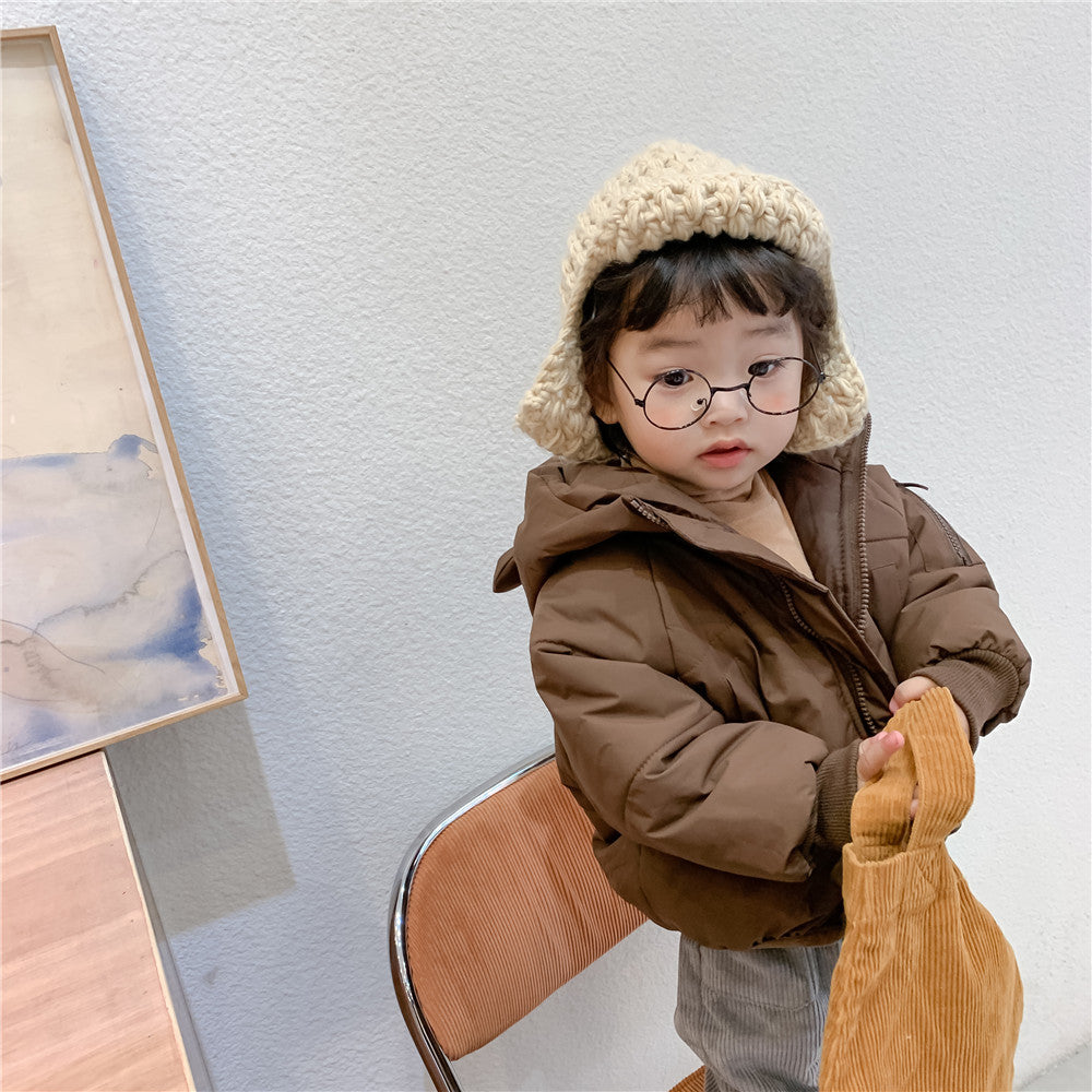 9M-4Y Warm Cotton Coat Clothes Solid Jacket With Hat Baby Wholesale Clothing - PrettyKid