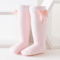 Velvet Bowknot Knee-High Stockings - PrettyKid