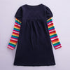 3-8Y Kid Girls Rainbow Striped Sleeve Unicorn Dresses Wholesale Kids Boutique Clothing - PrettyKid
