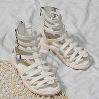 wholesale girls boutique clothing Kid Girl Solid Color Gladiator Sandals Wholesale - PrettyKid