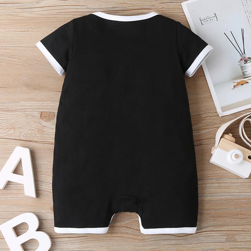 New Born Baby Boy Color Letter Printing Bodysuit - PrettyKid