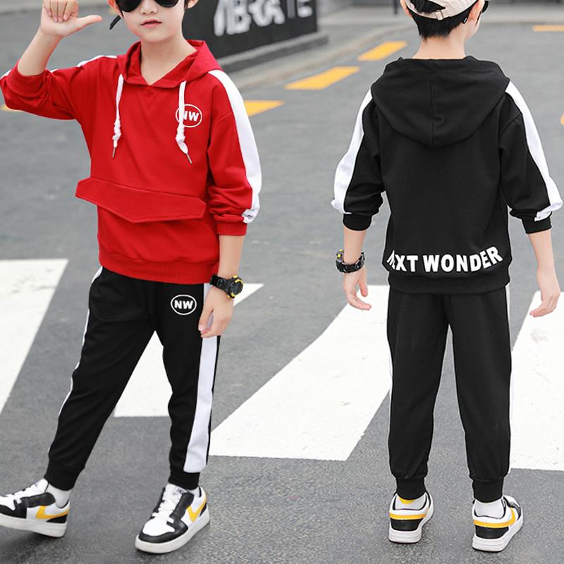 2-pieces Letter Color-block Top and Pants Set - PrettyKid