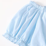 Girl Solid Color Ruffle Trim Top & Shorts - PrettyKid