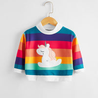 Color Stripe Printing Sweatshirts For Toddler Girls Wholesale Children's Clothing - PrettyKid