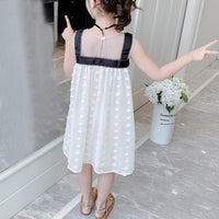 Girl Color-block Sleeveless Mesh Dress - PrettyKid