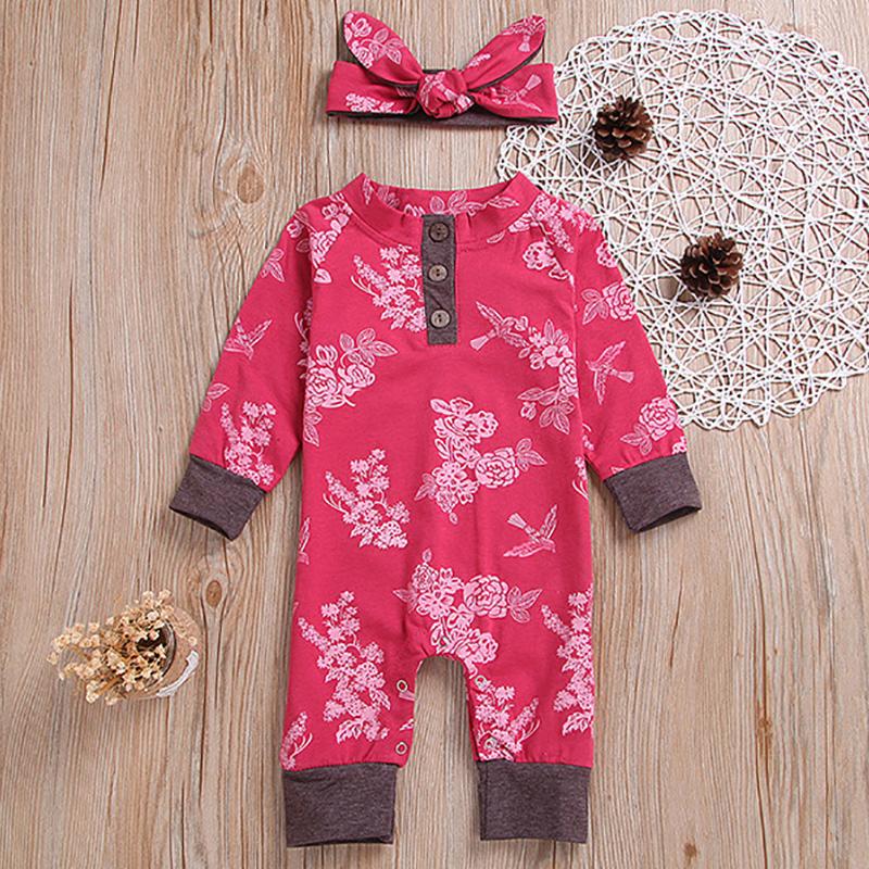 2pcs Floral Fashion Baby Jumpsuits Wholesale children's clothing - PrettyKid