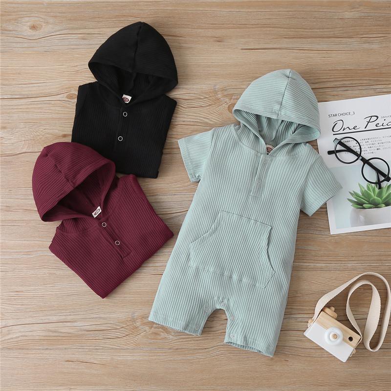 Cotton Solid Hooded Bodysuit Wholesale children's clothing - PrettyKid