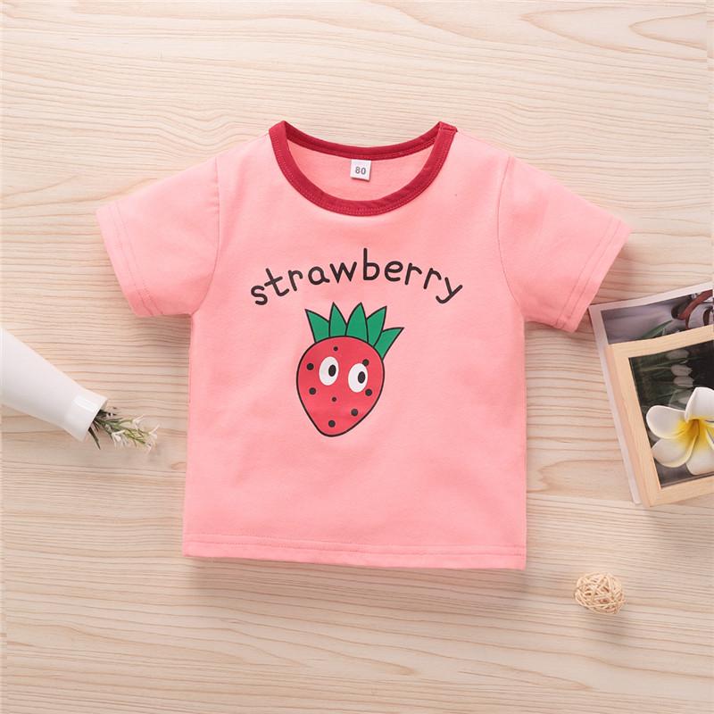 Strawberry Pattern T-shirt for Todddler Girl - PrettyKid