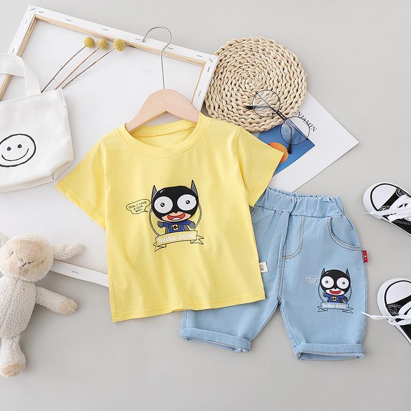 2pcs Fashion Cartoon Print T-shirt and Cowpants Wholesale children's clothing - PrettyKid