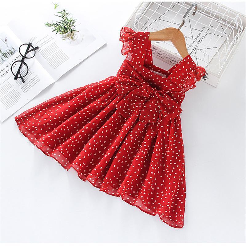 Ruffle Bow Decor Polka Dot Pleated Dress for Toddler Girl - PrettyKid