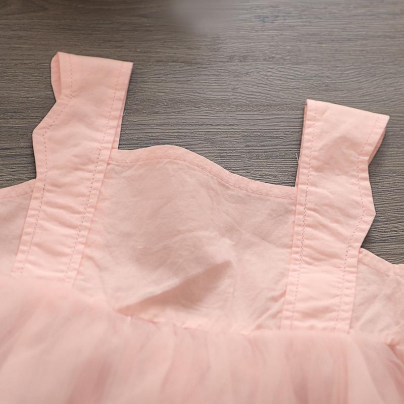 Sling Solid Patchwork Tulle Dress Wholesale children's clothing - PrettyKid