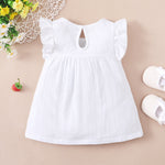 3-24M Baby Girl Casual Dresses Flying Sleeves Crew Neck Embroidery Wholesale Baby Clothes In Bulk - PrettyKid