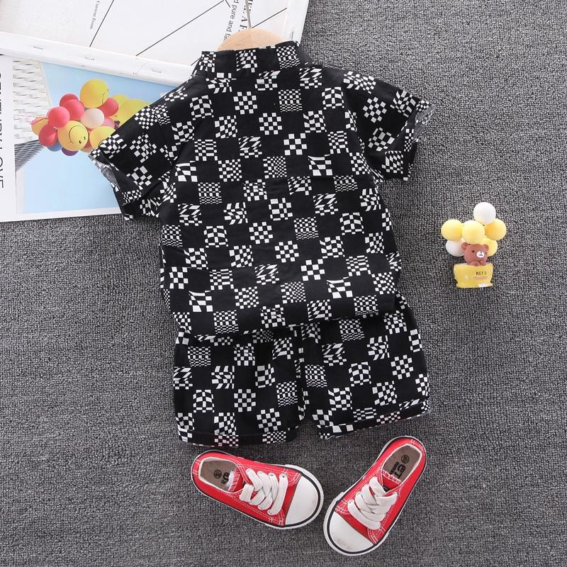 2-piece Plaid Short Sleeve Shirt & Plaid Shorts for Children Boy - PrettyKid