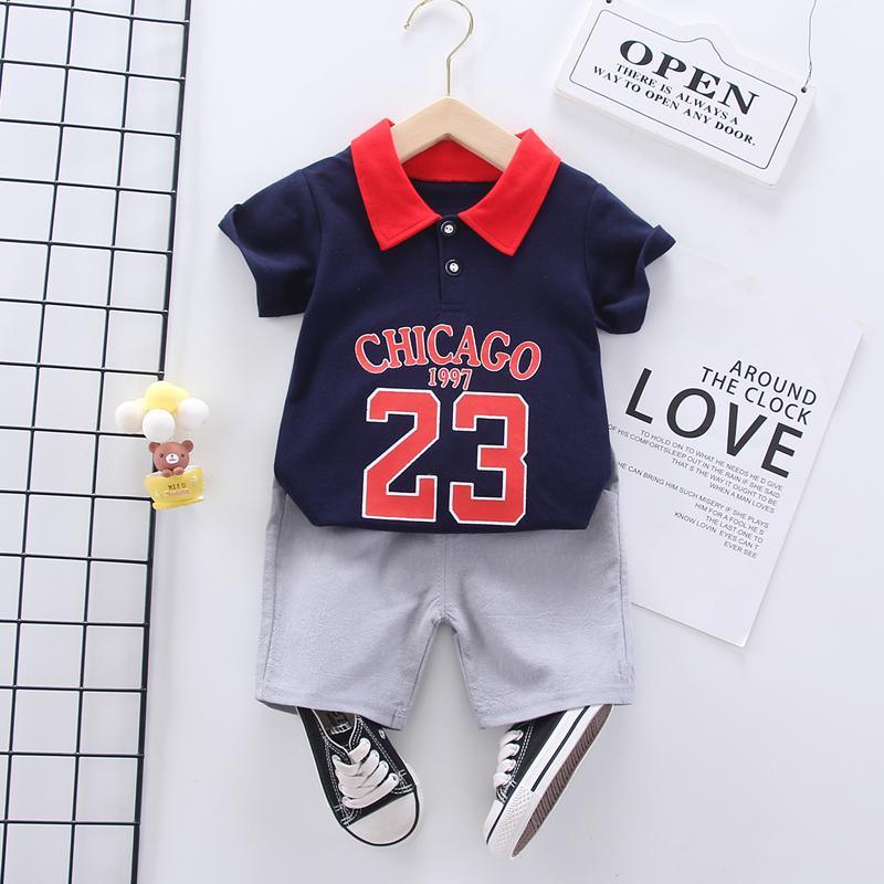 Toddler Boy Numbers Polo Shirt T-shirt & Shorts Wholesale Children's Clothing - PrettyKid