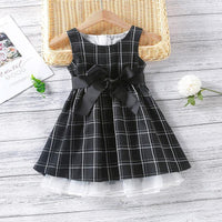 Toddler Girl Tulle Hem Sleeveless Belted Plaid Dress - PrettyKid