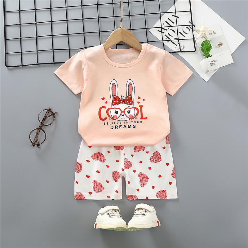 Grow Girl Rabbit Pattern Pajamas Sets - PrettyKid