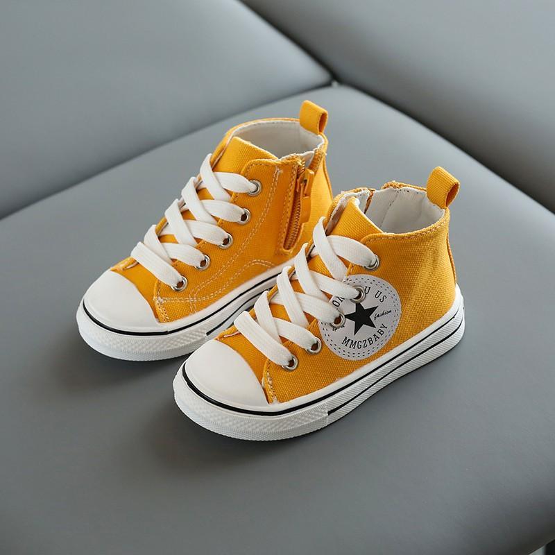 children's loungewear wholesale toddle girl Side zipper High top canvas shoes Wholesale - PrettyKid