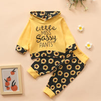 2-piece Hoodie & Sunflower Pattern Pants for Baby Girl - PrettyKid