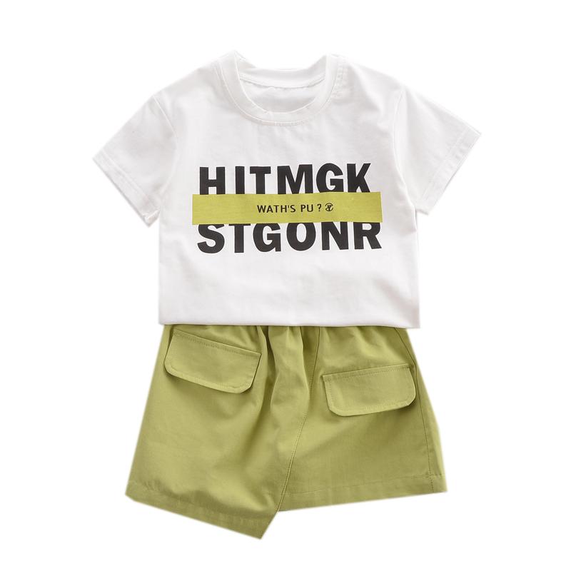 2-piece Letter Pattern T-shirt & Short Skirt for Toddler Girl - PrettyKid