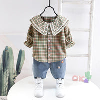 2-piece Plaid Shirt & Pants for Todlder Girl - PrettyKid