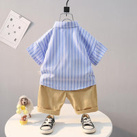 Grow Boy Striped Shirt & Front Pocket Shorts - PrettyKid