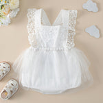 0-12months Baby Girl Onesies Lace Stitching Mesh Princess Style Romper Baby Clothes Supplier - PrettyKid
