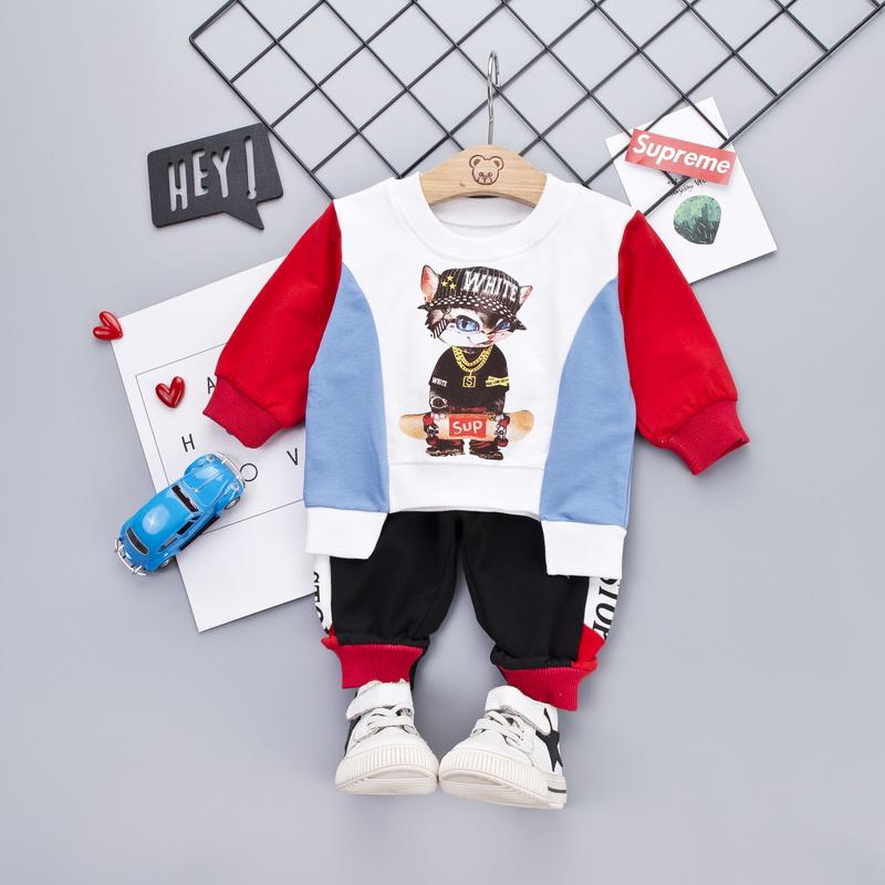 2-Piece Long-Sleeve Cartoon Pattern Top and Pants Wholesale children's clothing - PrettyKid