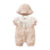 Baby Girl Clothes Wholesale Floral Lace Puffy Sleeves Rompers & Hats - PrettyKid
