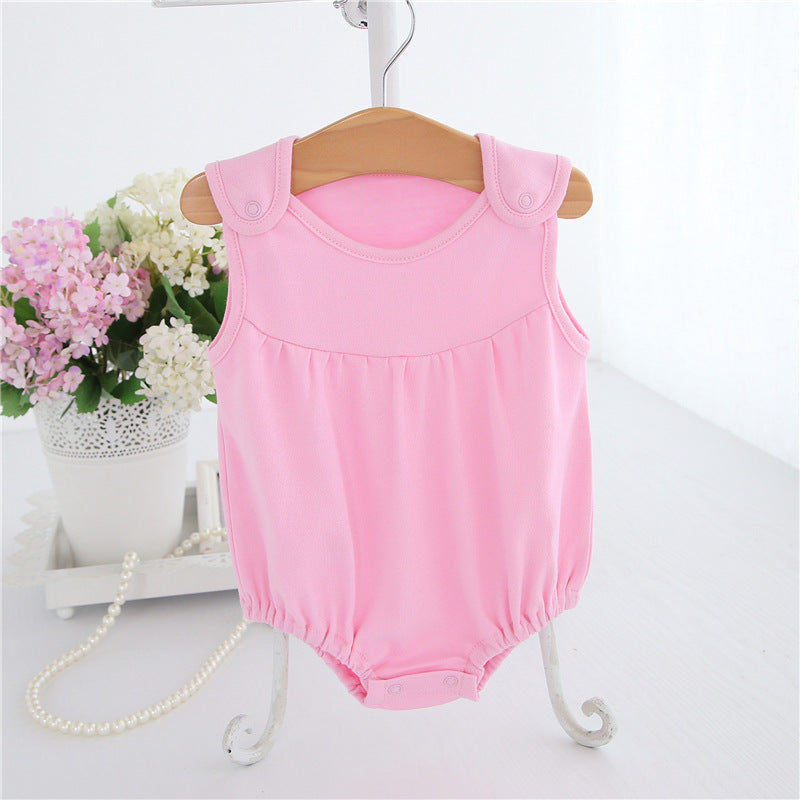 0-24M Solid Color Sleeveless Bottoming Triangle Romper Wholesale Baby Clothes - PrettyKid