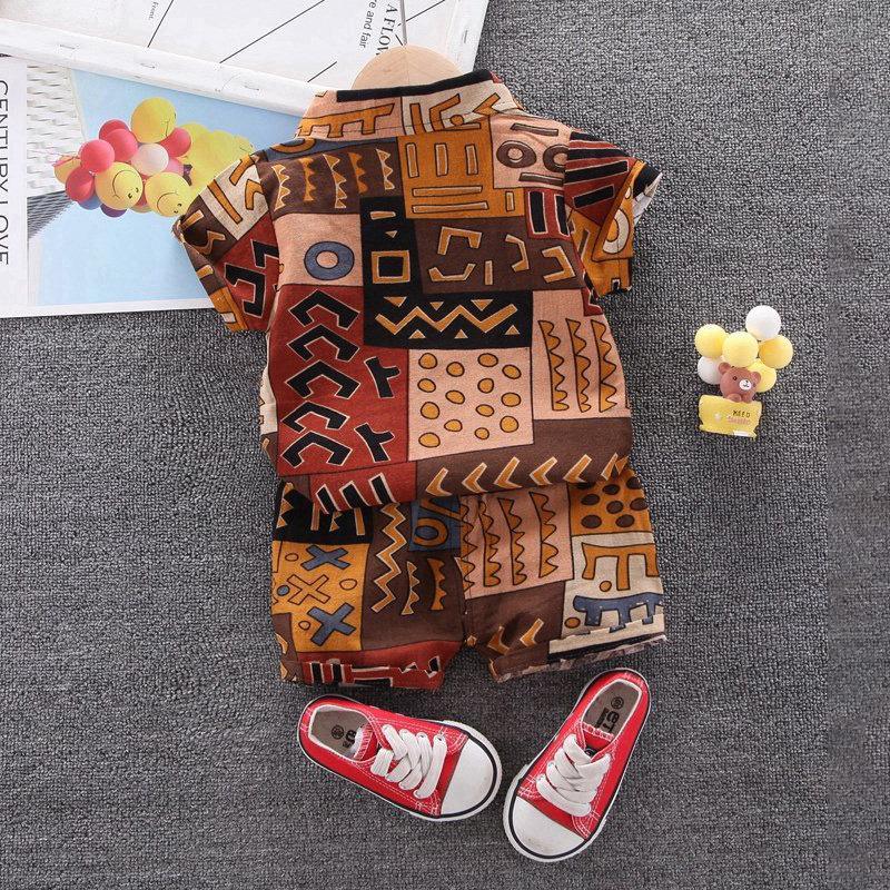 2-piece Letter Pattern Short Sleeve Shirt & Shorts for Toddler Boy Children's Clothing - PrettyKid