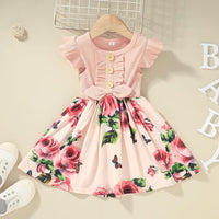 9months-4years Toddler Girl Dresses Summer Girls Dress Printing Stitching Children's Dress Wholesale - PrettyKid