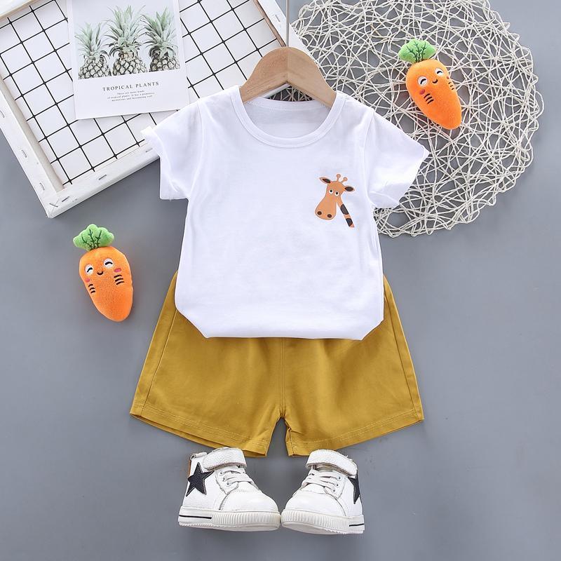 Toddler Boy Giraffe Print T-shirt & Shorts Children's Clothing - PrettyKid