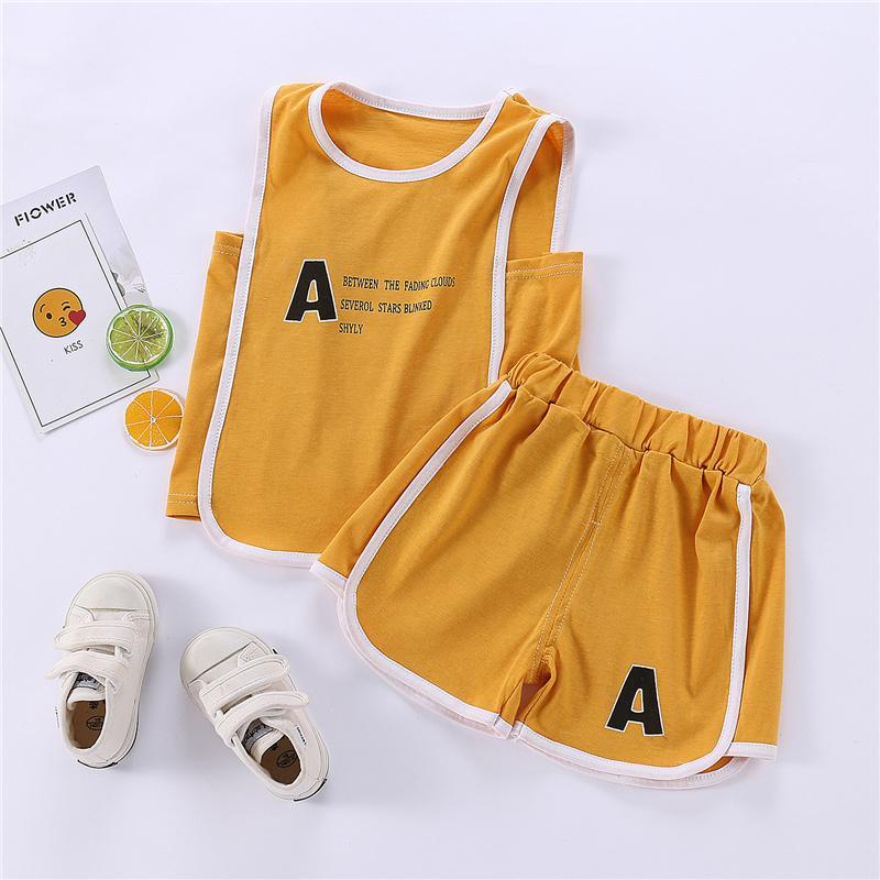 Toddler Boy Letter Graphic Sport Vest & Shorts Children's Clothing - PrettyKid