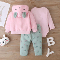 Baby Girls Cute Cartoon Rabbit Wave Point Coat Jumpsuit Pants Set Wholesale Baby Clothes Vendors - PrettyKid